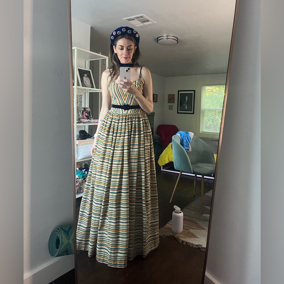 Vintage 1940s rainbow stripe ballgown. Handmade/couture. Size S/XS. Rare find!🌈 - Picture 3 of 15